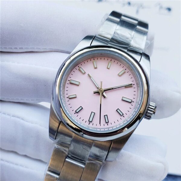 Woman's Luxury Brand Automatic Watch 31mm Romantic Pink Dial High Quality Stainless Steel Oyster Clock Wife Anniversary Gifts