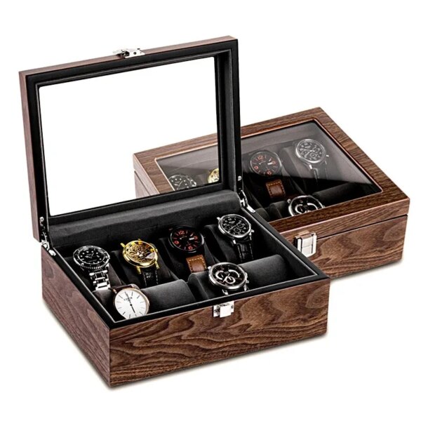 Wooden Machinery Watch Organizer Travel Personalized High-end Luxury Watch Box Storage Travel with Lock Display Gift Packaging