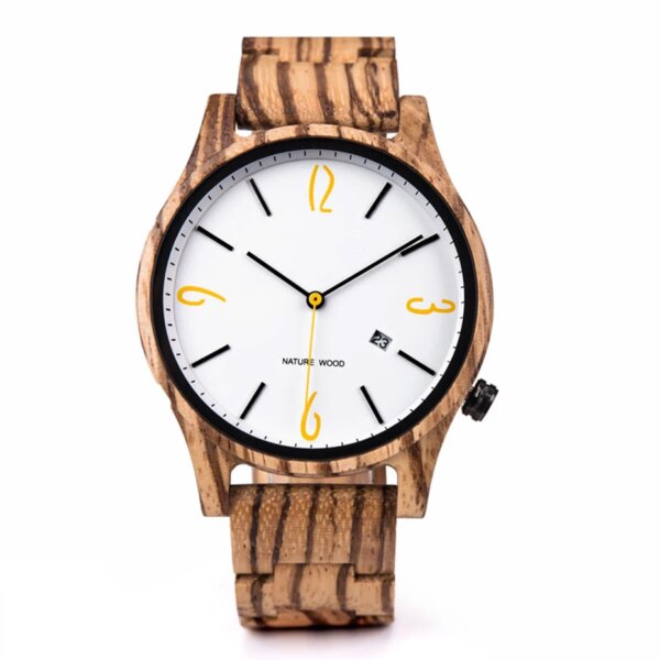 Wooden Wristwatch for Wrist Band Men Luxury Fashion Calendar Best Gift