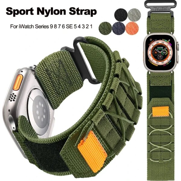 Wrist Strap for Apple Watch Ultra 2 Series 9 8 7 6 SE 5 4 Nylon Tactical Sports band for iwatch 49 45 44 42mm 40 41 38 Bracelet