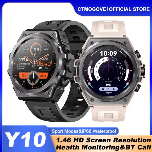 Y10 Smart Watch 1.46 Inch Bluetooth Call Smart Watch Sports Fitness Tracking Watch IP68 Waterproof Multi-Sport Mode Smart Watch