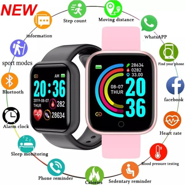 Y68 Smart Bracelet Men Women Bluetooth Connected Phone Kids Girls Watches Sports Wristband Sleep Fitness Tracker Smartwatch D20