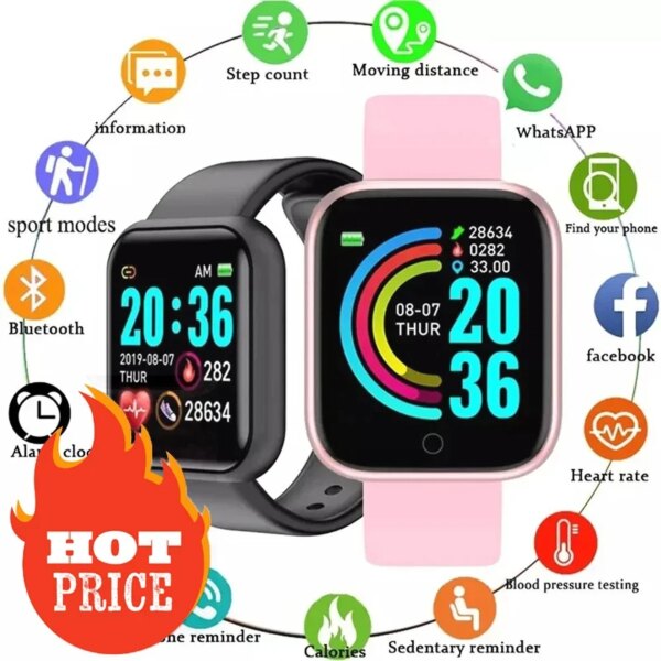 Y68 Smart Watch For Android Men's Women's Children's Smartwatch Fitness Watche Bracelet Men Smart Watch For Women Smartwatch D20