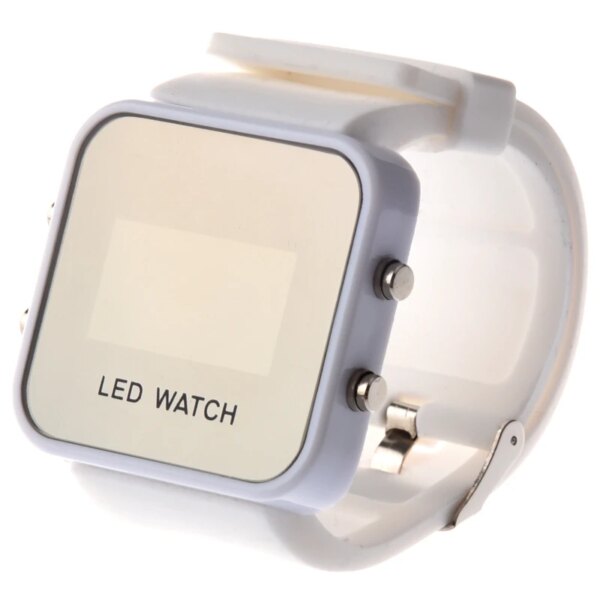 YCYS White Unisex LED Digital Watch quare Dial Wrist Watch White Silicone Men's Women with Gift Box