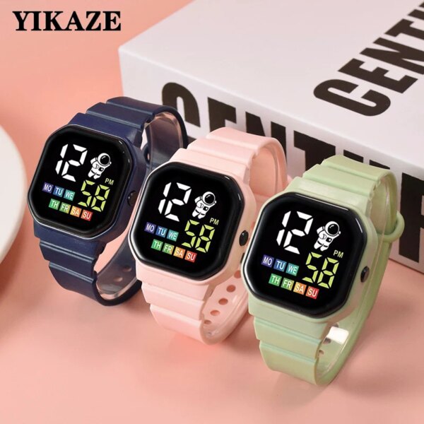 YIKAZE Children's Smart LED Watch Date Week Digital Wrist Watches Waterproof Electronic Sport Watch Clock For Boy Girl Child