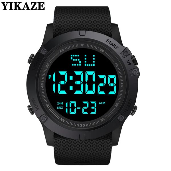 YIKAZE Men's Sports Digital Watches Big Dial Multifunctional Waterproof Military Sport Watch Electronic Wristwatch for Man Kids