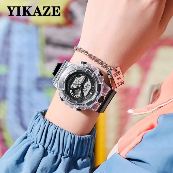 YIKAZE Women Watch Fashion Sports LED Digital Watch for Women Girls Boy Military Silicone Wristwatch Waterproof Electronic Clock