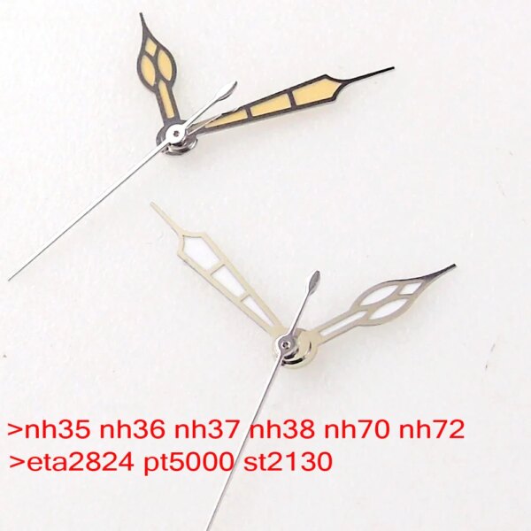 Yellow Watch Hand for NH35 NH36 7S36 7S25 7S35 6R15 4R15 4R35 ETA2824 PT5000 ST2130 Silver Edge Needle for S Diver Watch Mod