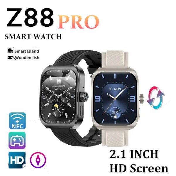 Z88Pro Smart Watch NFC GPS Trajectory Multifunctional 2.1 Inch HD 3D Curved Screen Leather Sports Bracelet Smart Watch Men Women