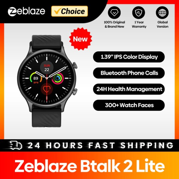 Zeblaze Btalk 2 Lite Smart Watch Large 1.39 inch HD Display Bluetooth Phone Calls 24H Health 100+ Workout Modes for Men Women