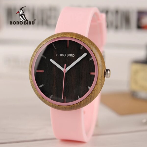 bayan kol saati BOBOBIRD Wood Watch Women Quartz Wristwatches Silicone Band In Gift Box reloj mujer Accept Dropshipping Custom