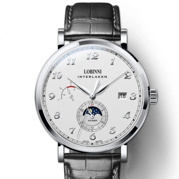 men automatic watch,LOBINNI top luxury brand mens mechanical watches 50m waterproof Switzerland clock stainless steel wristwatch