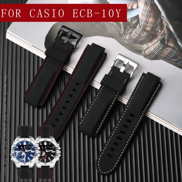 modified strap for Casio edifice ECB-10YD watch strap men's waterproof and sweat-proof sports soft silicone watch belt bracelet