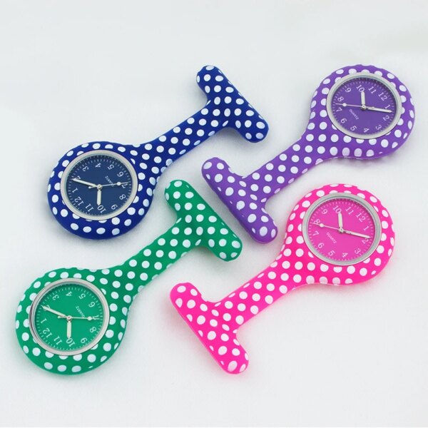 white dots silicone nurse watch fob pocket doctor nurse gift  colorful pink clock watches high quality hospital doctor gift